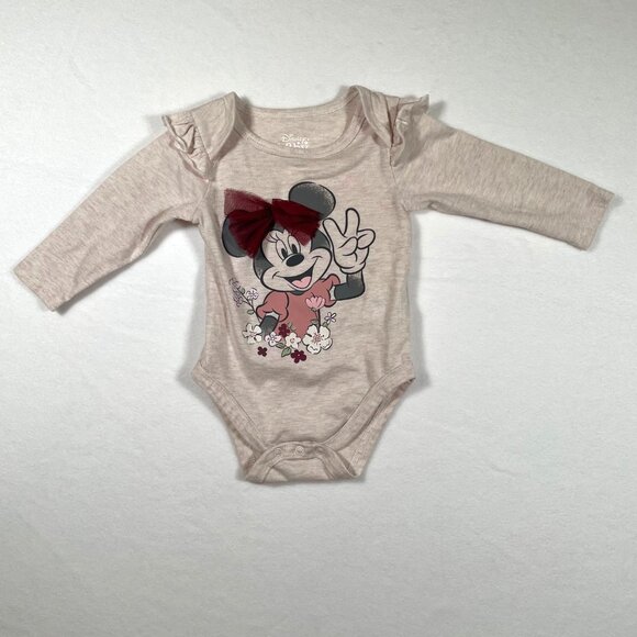 Disney Baby Minnie Mouse 2-Piece Outfit 6M Long-Sleeve Bodysuit & Floral Pants - Picture 2 of 11